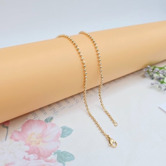 Rose Gold Plated Beaded Chain Necklace for Women - 18 Inch, XPNL0048 - Picture 7 of 12